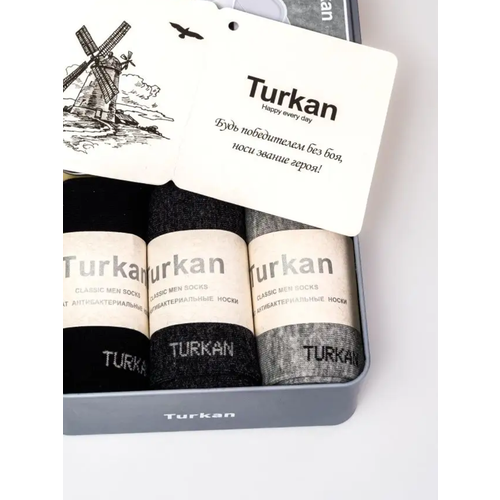 Носки Turkan, 3 пары, размер 41-46, черный, серый носки turkan размер 41 46 серый черный