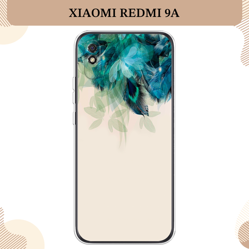 Силиконовый чехол Перья голубого цвета на Xiaomi Redmi 9A / Сяоми Редми 9A