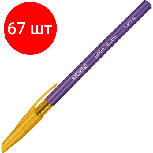 Комплект 67 штук, Ручка шариковая неавтомат. Attache Bright colours 0.35мм, син, масл, асс