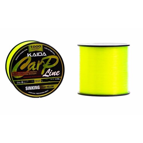 фото Леска kaida "carp line" sinking fluo yellow 1000 м 0.261 мм