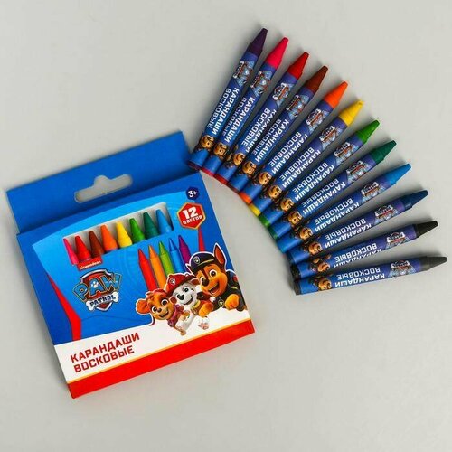 Восковые карандаши Paw Patrol, набор 12 цветов, 1 набор