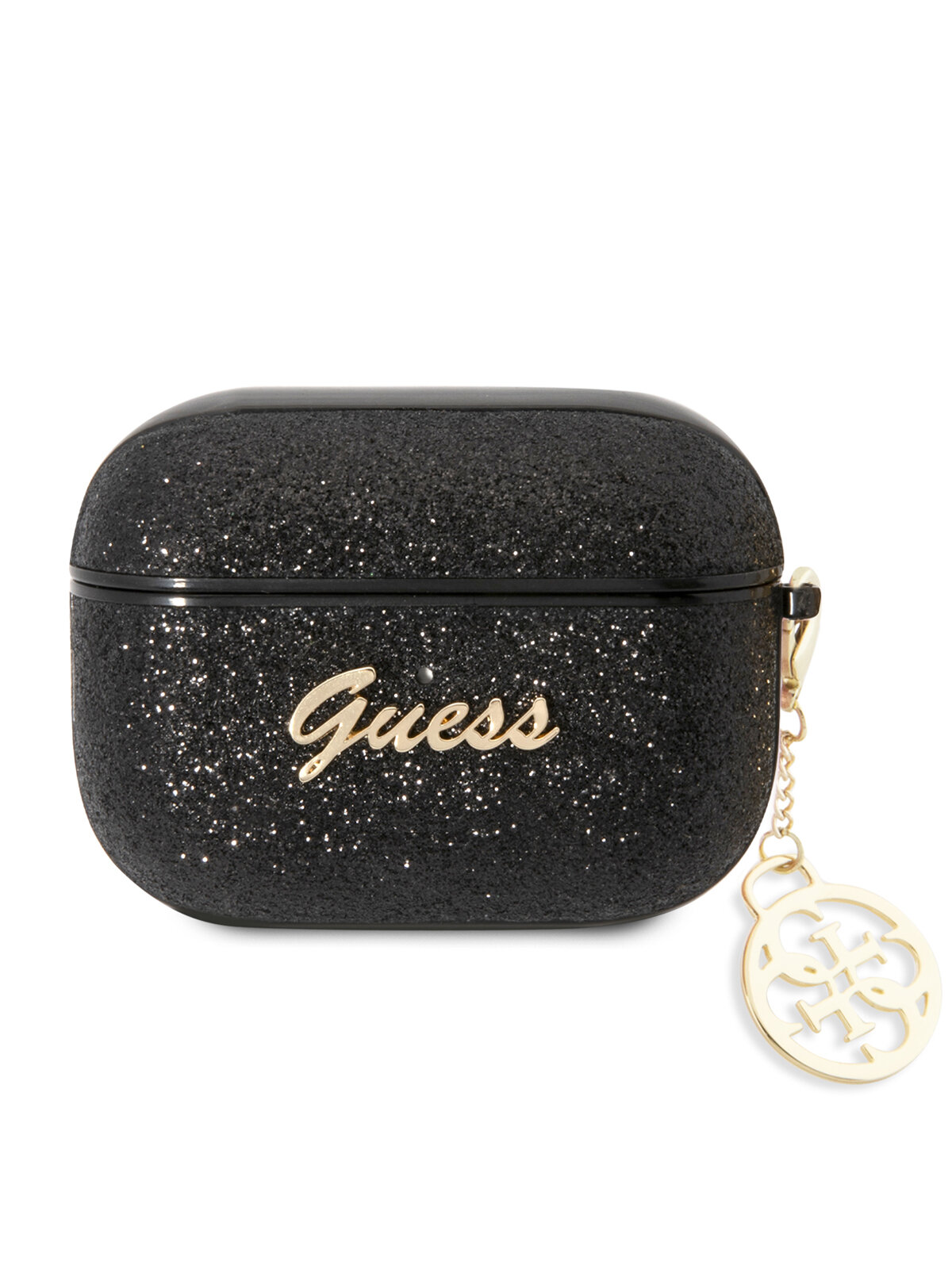 Guess для Airpods Pro чехол Glitter flakes Metal logo with Charm Black