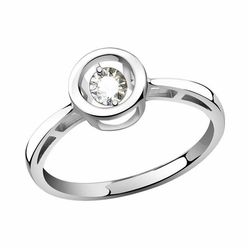 Кольцо Diamant online, белое золото, 585 проба, фианит