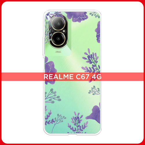 Силиконовый чехол на Realme C67 4G / Реалми C67 4G Сиреневая цветочная рамка, прозрачный матовый силиконовый чехол на сиреневая цветочная рамка на realme 11 4g реалми 11 4g