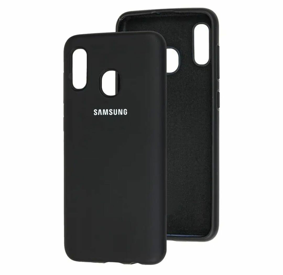 Samsung Galaxy A20 / A30 Самсунг галакси А20, А30 Силиконовый чёрный жёсткий чехол, бархат, замша, микрофибра