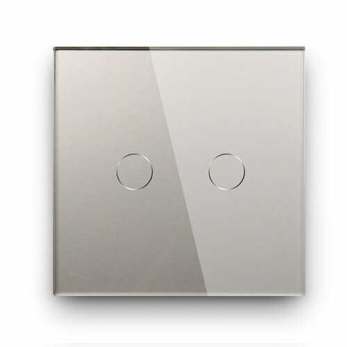 Сенсорный выключатель диммер 2 клавиши 1 пост, (2G) стекло 86х86мм, цвет серый