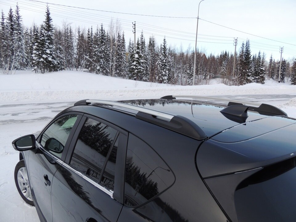 Рейлинги на крышу Mazda CX-5 11-17 APS серые с чёрным основанием