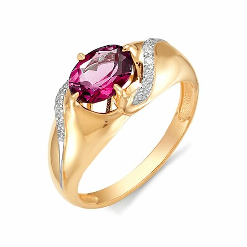 Перстень АЙМИЛА, красное золото, 585 проба, бриллиант, рубин, размер 19.5, золотой русские самоцветы кольцо с рубином и бриллиантами малинки из желтого золота 750 пробы 19 размер 14544