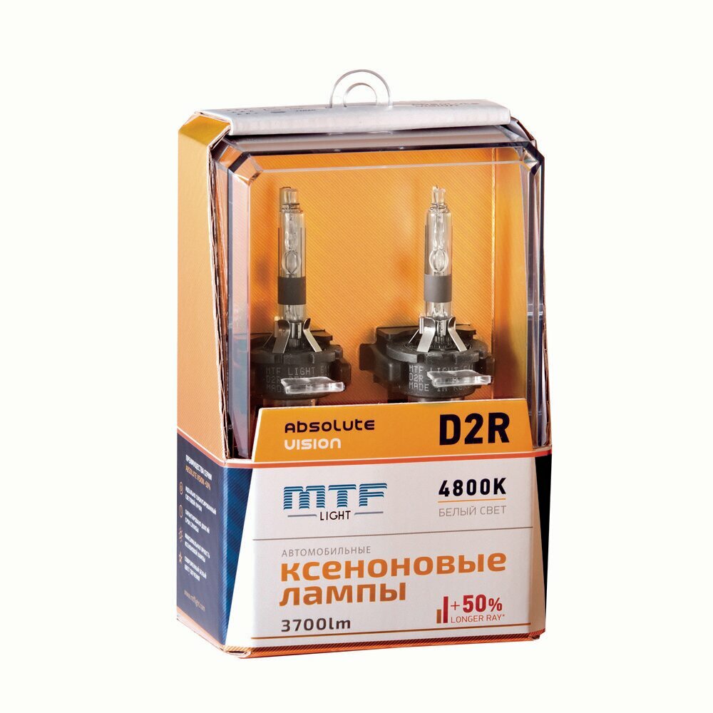 Ксеноновые лампы MTF Light D2R, ABSOLUTE VISION +50%, 3800lm, 4800K, 35W, 85V, 2шт.