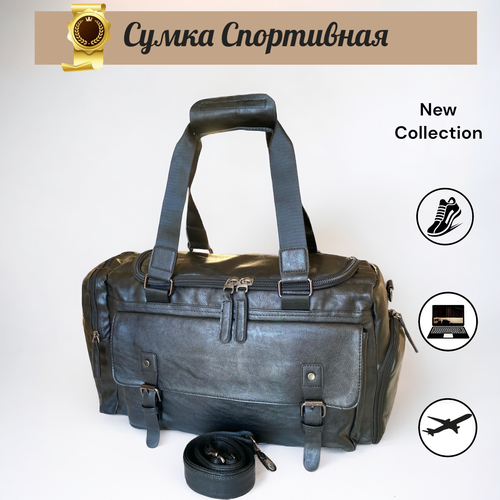 фото Сумка дорожная дорожспортэкокожсмагнит, 25 л, 20х25х50 см, ручная кладь, черный дом чемоданов