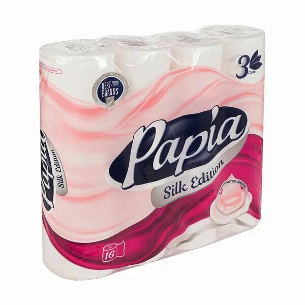 Туалетная бумага Silk Edition Papia с экстрактом шелка 3х слойная 16 рулонов