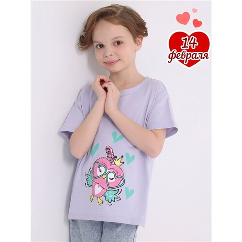 фото Футболка апрель, размер 52-98, розовый, фиолетовый