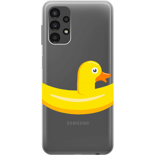 Силиконовый чехол на Samsung Galaxy A13 4G, Самсунг А13 4Г с 3D принтом Duck Swim Ring прозрачный матовый soft touch силиконовый чехол на samsung galaxy a13 5g самсунг а13 с 3d принтом duck swim ring черный