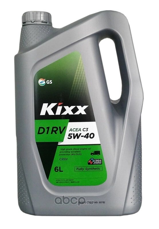 Масло моторное KIXX D1 RV 5W-40 синтетическое 6 л L2013360E1
