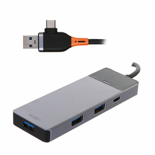 Хаб USB Wiwu Linker A431C 4-in-1 Type-C Grey 6976195094022 100200₽
