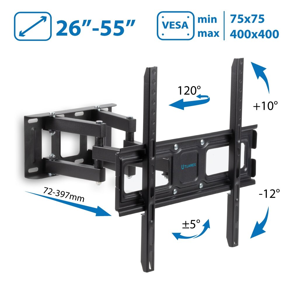 Tuarex Olimp-406 черный кронштейн на стену для ТВ 26"-55"