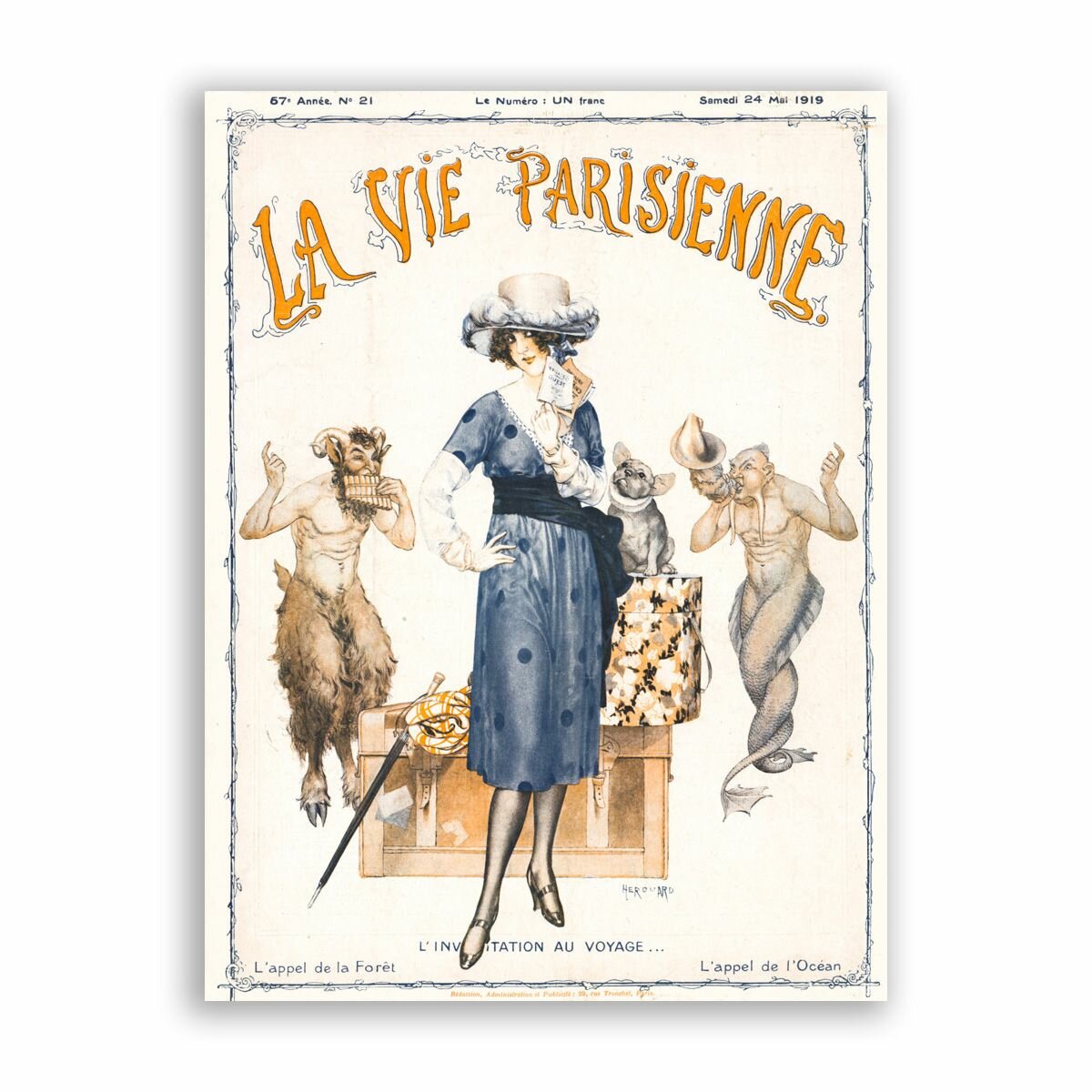 Постер на бумаге в стиле Пин-ап / La Vie Parisienne - LInvitation Au Voyage Lappel de la Foret, Lappel de LOcean / Размер 30 x 40 см