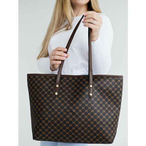 фото Сумка шоппер 012темнокоричн, фактура зернистая, коричневый inoway