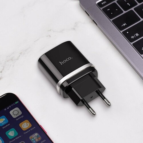 Сетевая зарядка USB Hoco C12Q, 3A, 18W QC3.0, черный зарядное устройство hoco c12q smart 1xusb 3a 18w qc3 0 qc2 0 кабель microusb black