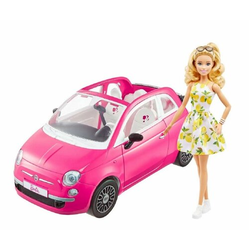 Кукла Барби Barbie и ее машинка Фиат стол старинный автомобиль fiat фиат 65x65 см кухонный квадратный с принтом