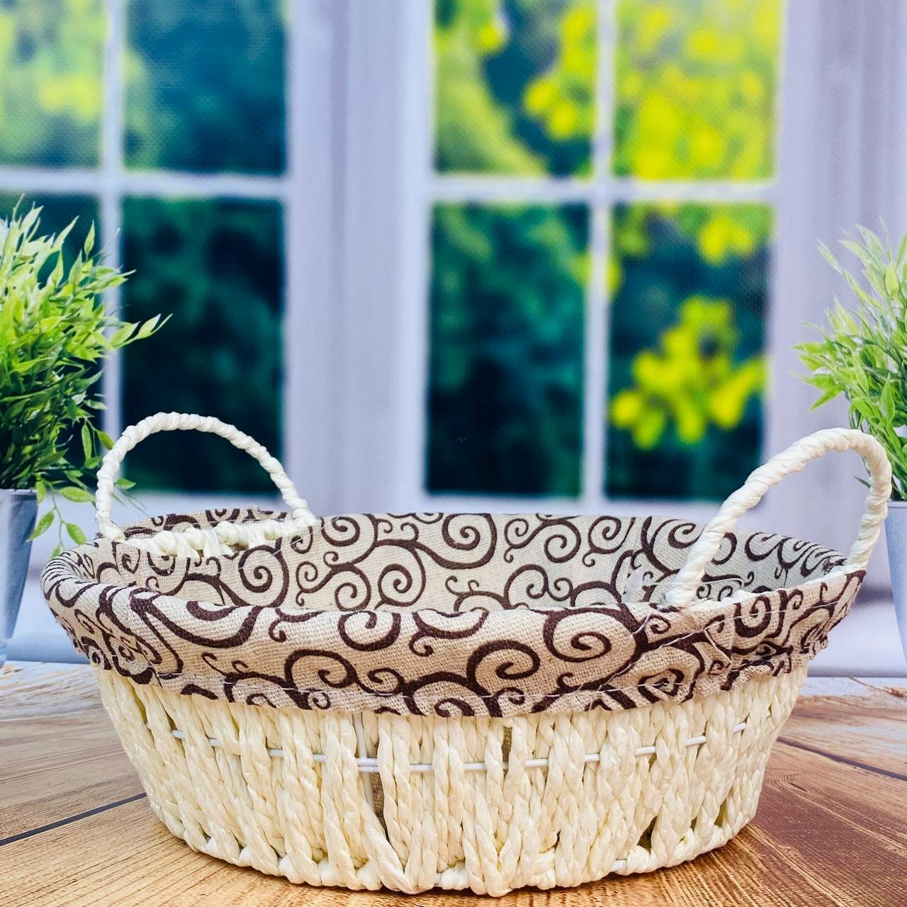 фото Сухарница/Хлебница с чехолом, круглая с ручкой