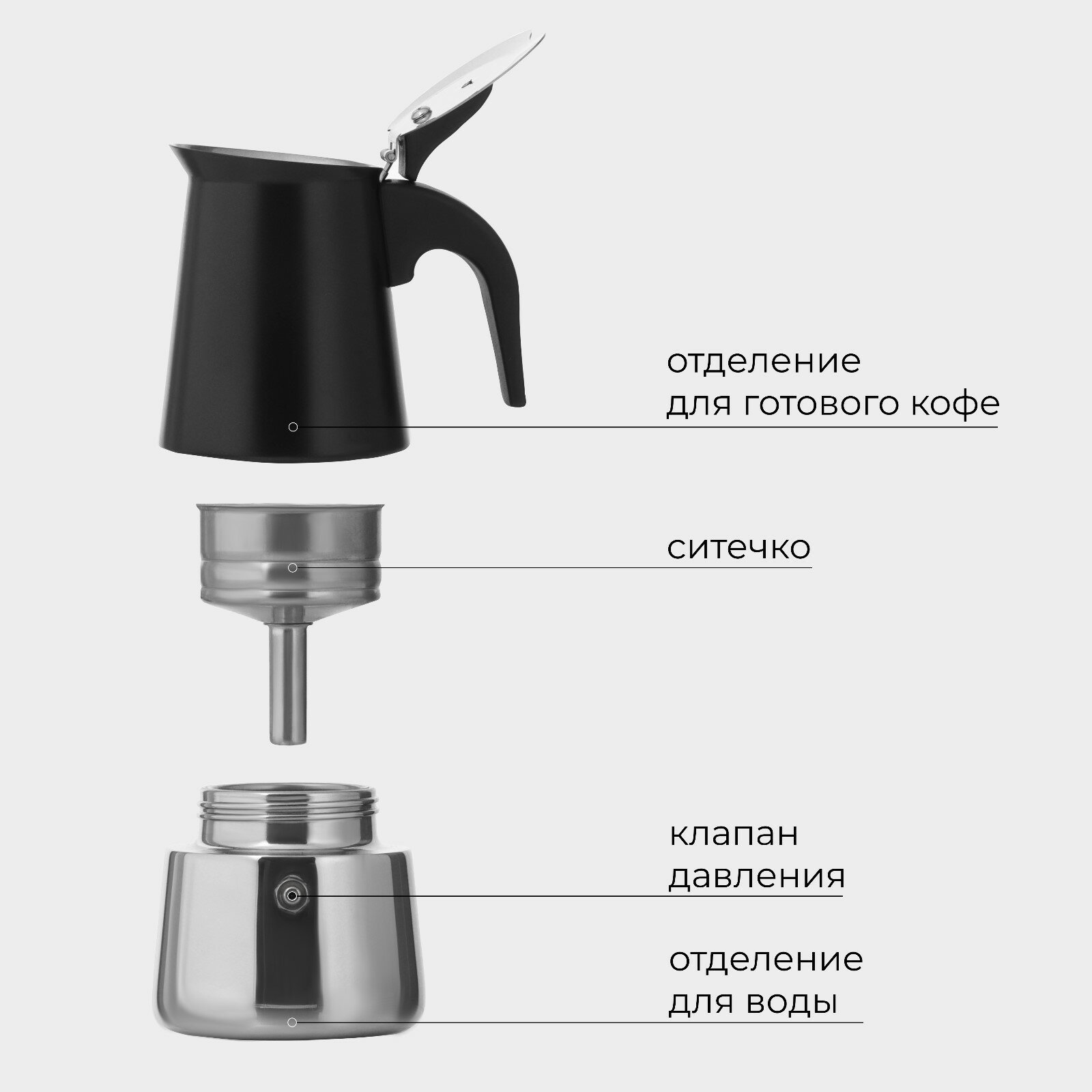 Кофеварка для индукции Magistro, 100мл
