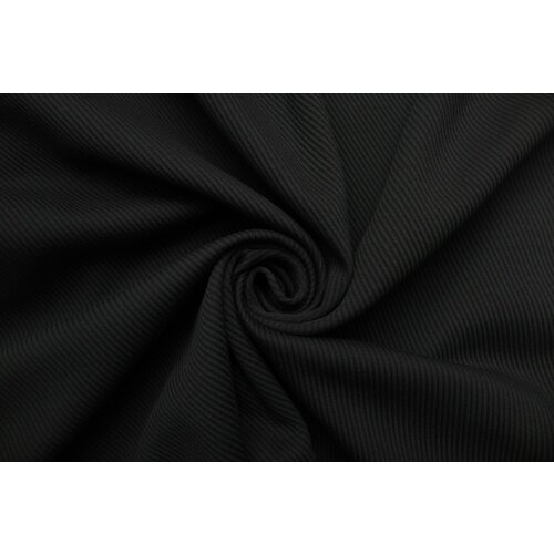 Ткань Джерси-дубль Giorgio Armani двухслойный чёрный в рубчик, ш152см, 0,5 м