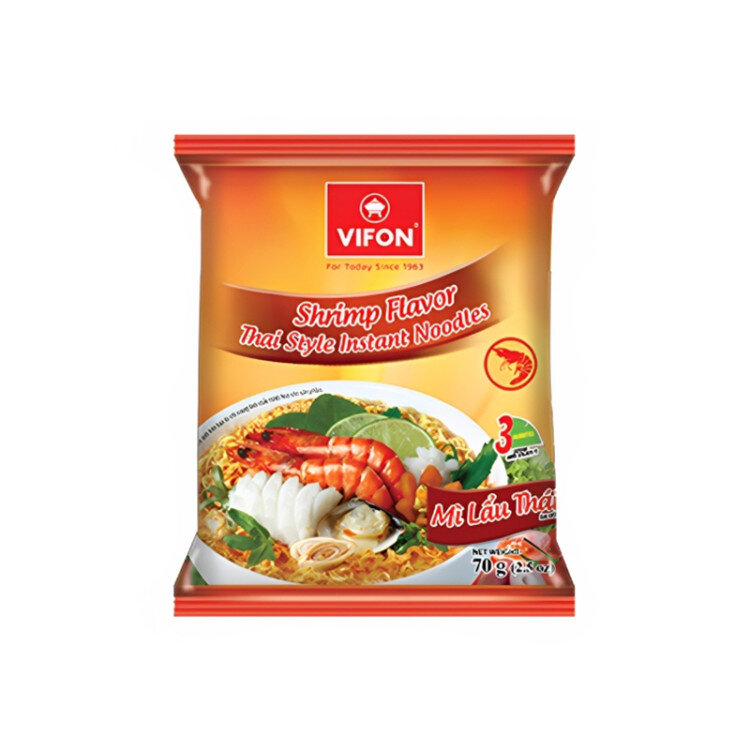 Лапша быстрого приготовления со вкусом креветки VIFON, 70 г