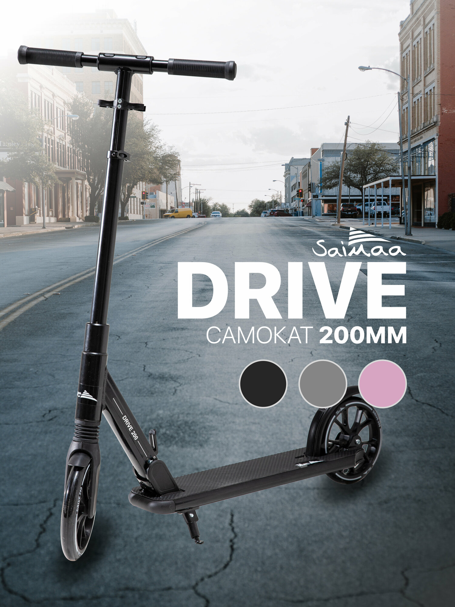 фото Самокат городской двухколесный Saimaa DRIVE 200, цвет розовый
