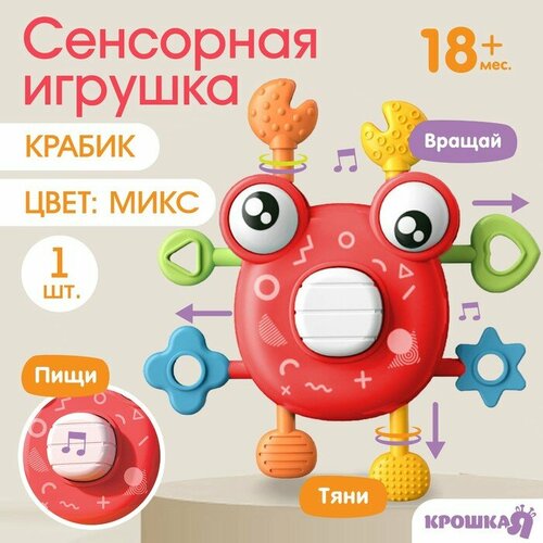 Развивающая, сенсорная игрушка «Крабик», цвет микс развивающая сенсорная игрушка pop it обучающие карточки микс 3