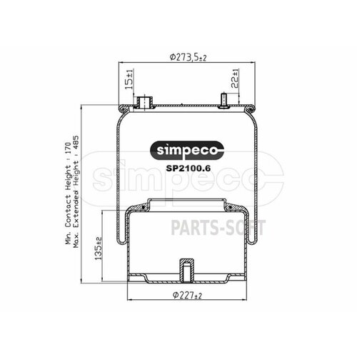 SIMPECO SP2100.6014 Пневморессора (со стальным стаканом) DAF о. н.388165 (SP2100.6014)