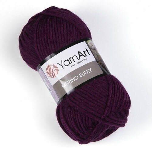 Пряжа Merino Bulky (YarnArt), баклажан - 10094, 30% шерсть, 70% акрил, 5 мотков, 100 г, 100 м.