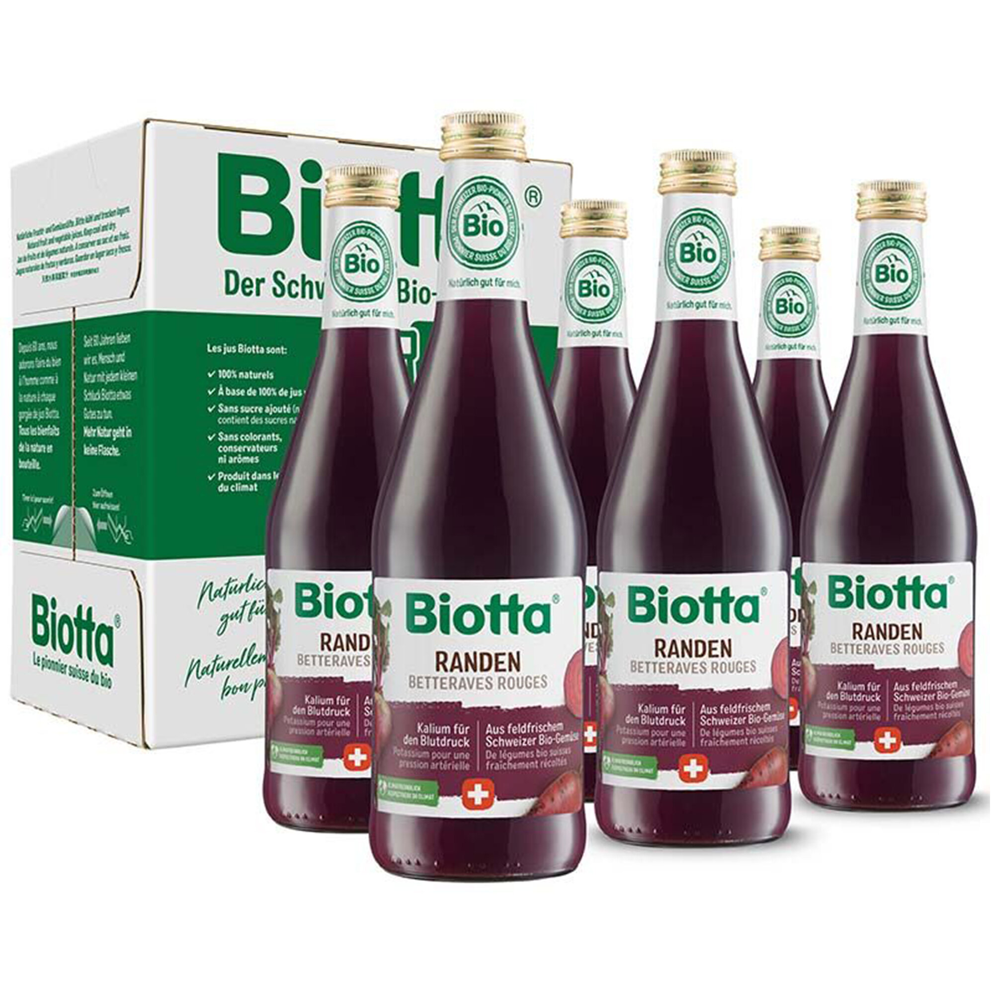 Сок прямого отжима Biotta Randen, BIO из свеклы (свекольный) без сахара натуральный органический, Швейцария, 0.5 л x 6 шт.