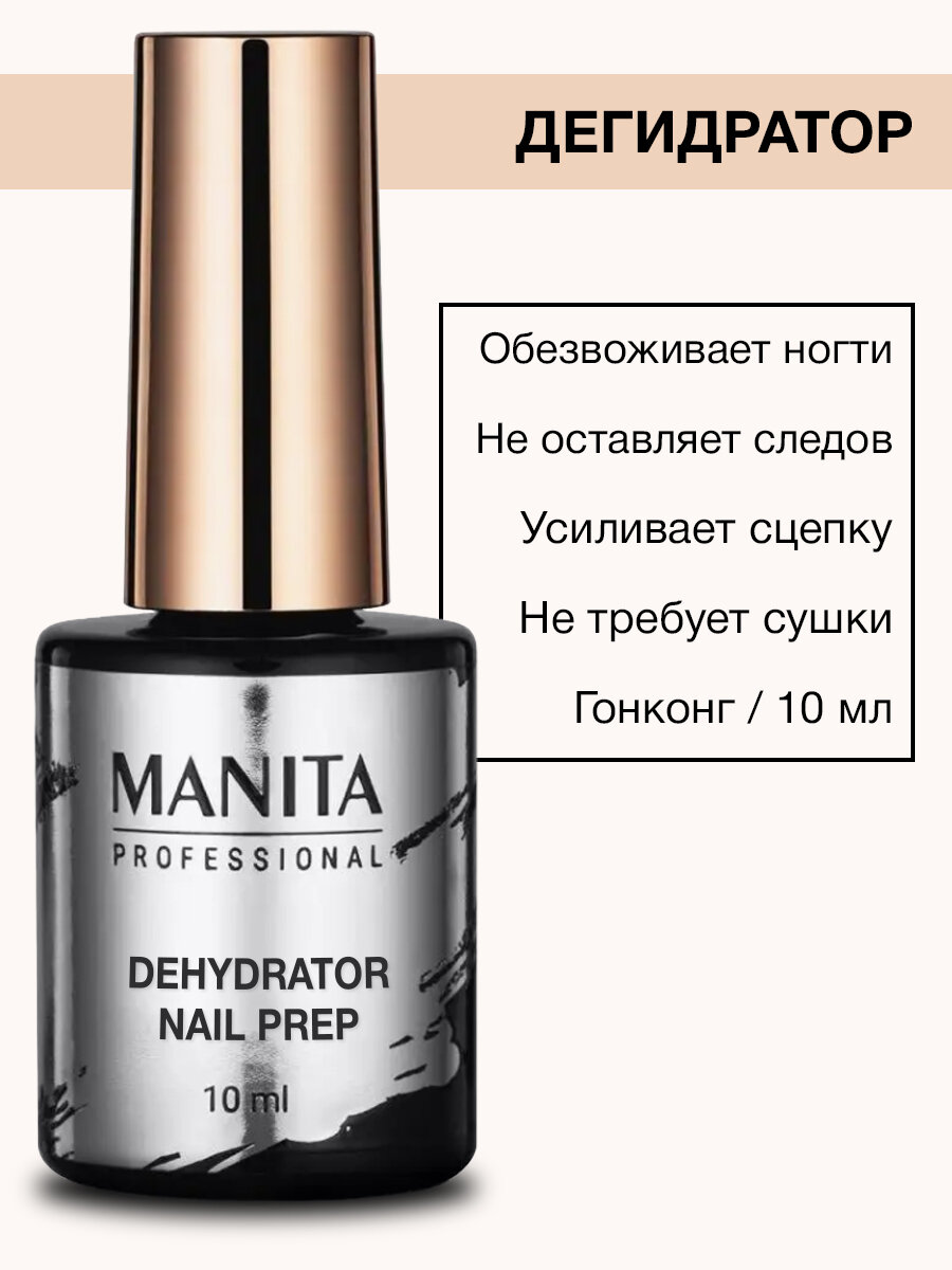 Дегидратор для ногтей и гель-лака Manita Nail Prep обезжириватель с кисточкой, 10 мл - 1 шт.