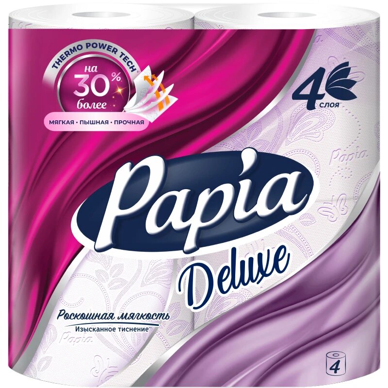 Papia Туалетная бумага DELUXE Белая 4сл 4рул