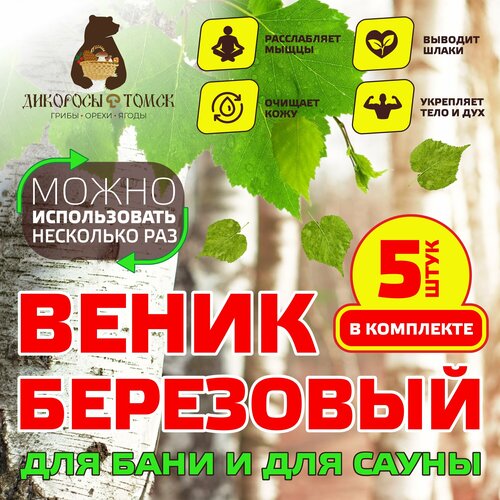 Веники берёзовые для бани и сауны 5 шт.