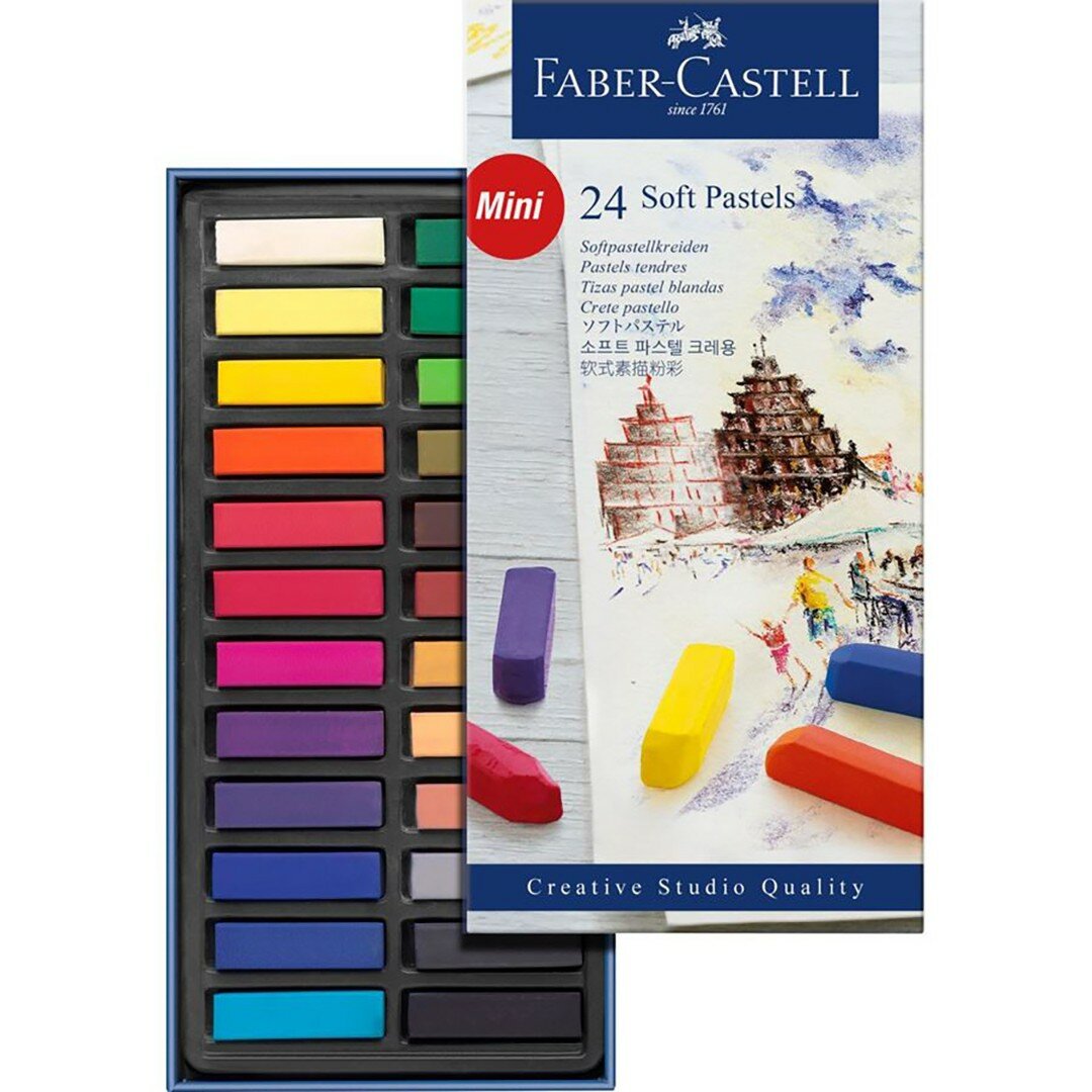 Мелки мягкие Faber-Castell мини Gofa набор цветов в картонной коробке 24 шт. - фото №16