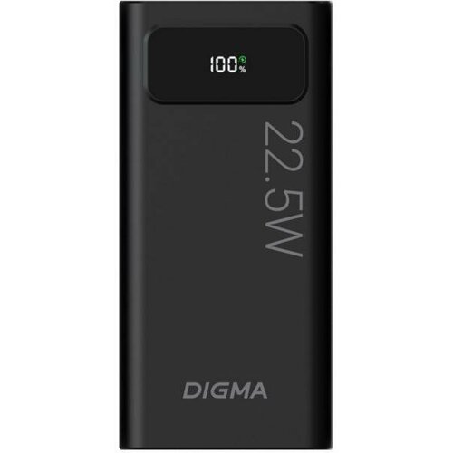 Внешний аккумулятор Power Bank 20000 мАч Digma DGPF20A черный