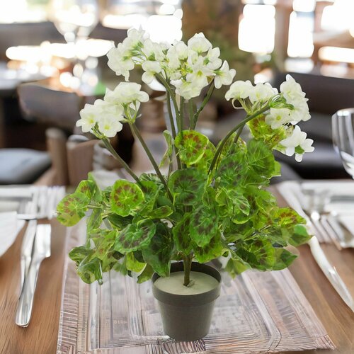 Растение искусственное Герань в кашпо, H53 см