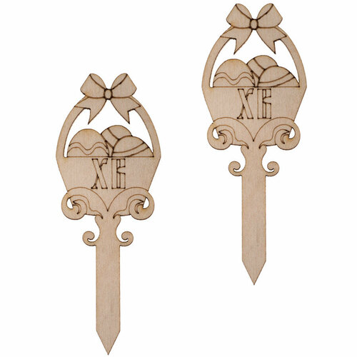 Пасхальный Топпер для кулича и торта 11 х 42 см Деревянная заготовка для творчества и декорирования 2 шт 300₽