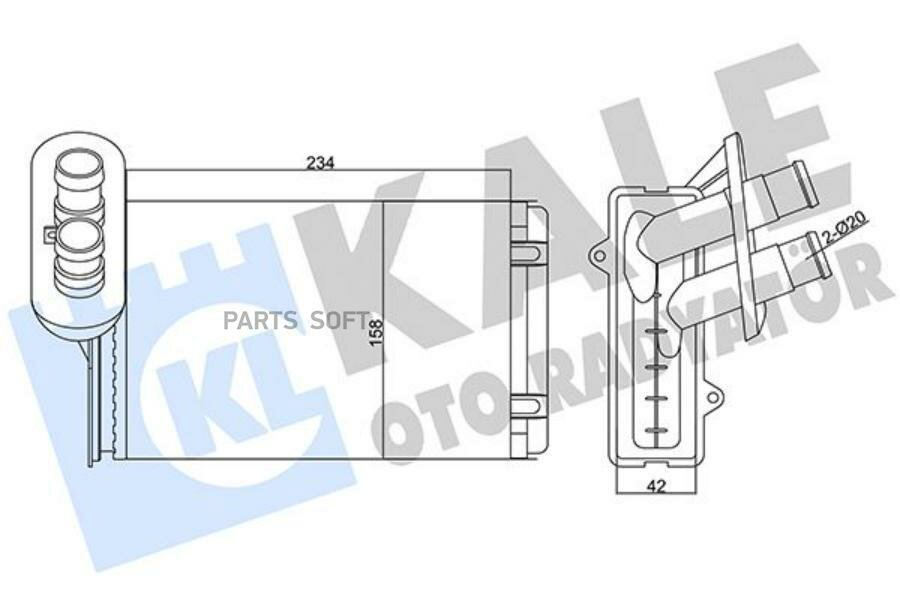 KALE 346250 Радиатор отопителя для а/м VW Golf III (91-), Golf IV (97-), Skoda Octavia (96-)