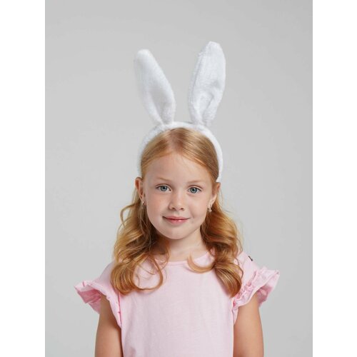 Ободок Уши ушки зайца зайчика , Цвет: Белый ободок уши зайца новогодние светящиеся с фигуркой зайчика цвет фиолетовый