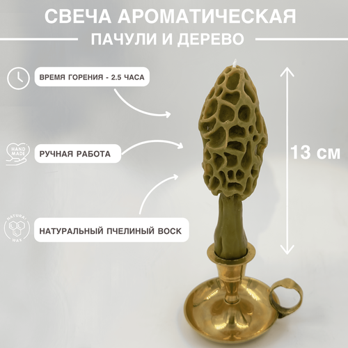 Свеча Гриб Сморчок цвета хаки 800₽