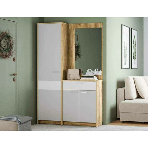 Прихожая Сильва Нортон комплектация 3 НМ 01376НМ 01312НМ 01339 Серый камень белый фасадный дуб крафт золотой 22697₽