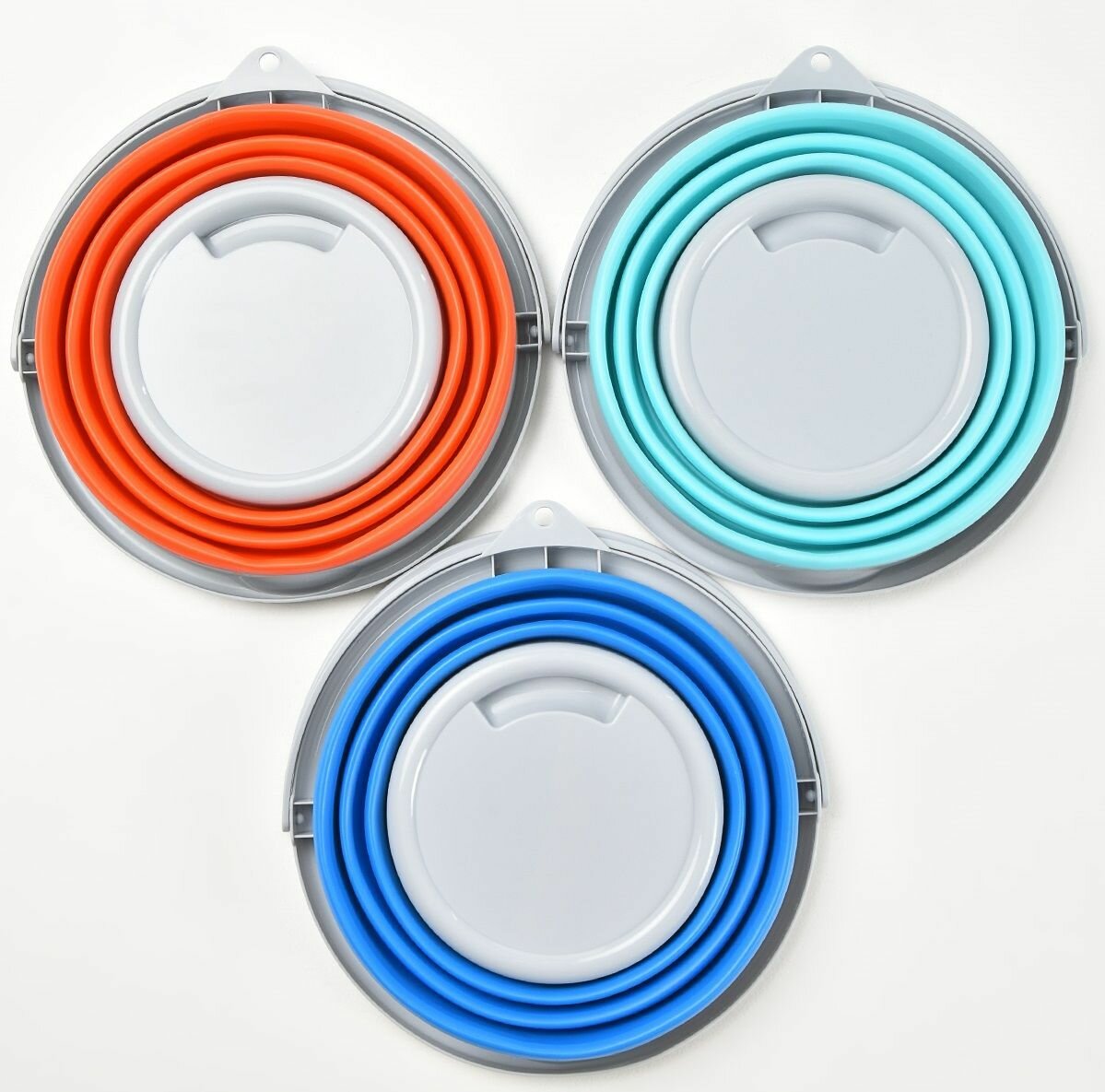 фото Ведро складное для прикормки живца (резина, 5л, d25, h19, синее)