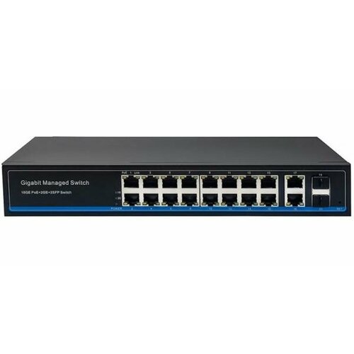 Управляемый L2 PoE коммутатор Gigabit Ethernet на 16 RJ45 PoE 2 x RJ45 2 GE SFP портов Порты 16 x GE 101001000 Base-T с поддержкой PoE IEEE 38608₽