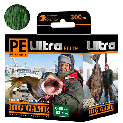 Плетеный шнур для рыбалки AQUA PE ULTRA ELITE BIG GAME Dark Green 060mm 300m