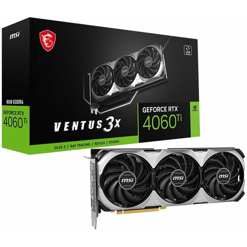 Видеокарта MSI RTX4060Ti VENTUS 3X E 8G OCB GDDR6 128-bit DPx3 HDMI 3FAN RTL 6410200₽