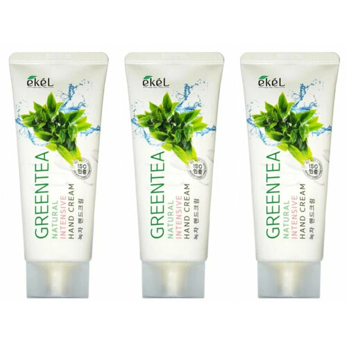 Питательный крем для рук с экстрактом зеленого чая Ekel, Hand Cream Intensive Green Tea, для сухой чувствительной кожи, 100 мл, 3 шт