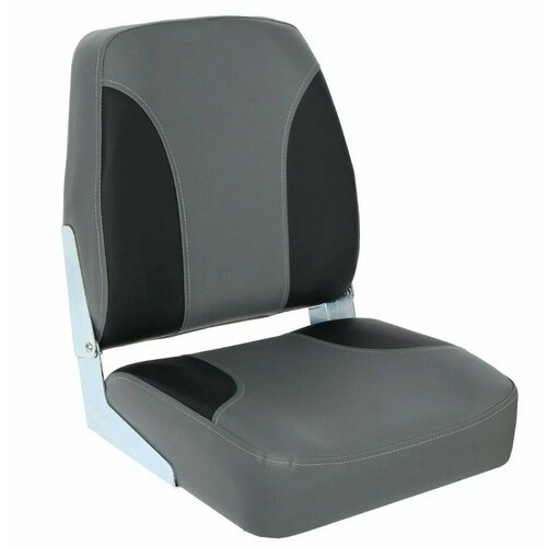 Кресло в лодку, катер №1.4 складное, поворотное, мягкое, серо-черное